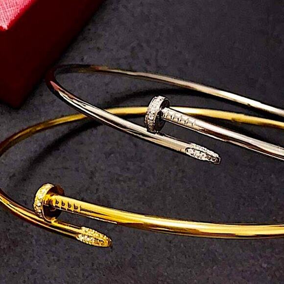 Gold Nail Zircon Choker Necklace Luxury Minimalist - Picture 7 of 7